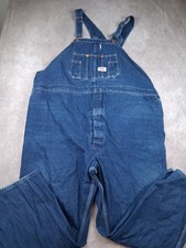 Round House Bib Overalls Mens 62x32 Blue Denim Button Fly Carpenter Workwear