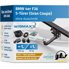 ANHÄNGERKUPPLUNG für BMW 4er F36 Gran Coupe 14-21 starr GDW +13pol E-Satz JAEGER