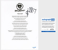 Tim Mcilrath 'Rise Against' Band Signed Lyric Sheet 'Give It All' ACOA