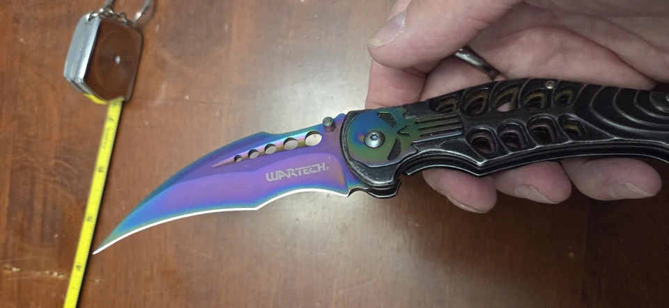 VINTAGE WARTECH PUNISHER TITANIUM ASSISTED  OPENING KNIFE NICE! RARE! - Image 4 of 4