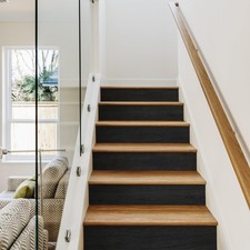 5 Strips Faux Black Wood Stair Riser Decals Peel and Stick, Black Stair Riser...