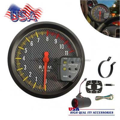 #ad UNIVERSAL 5quot; TACHOMETER GAUGE 7 COLOR BACKLIT 0 11000 RPM METER WITH SHIFT LIGHT $28.79