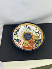 I See Spain España Hand Made Girasol Garlic Grater Zester Blue 5” Plate Dish