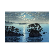 Nature Landscape Japan Futago Island Kawase Hasui Moon Framed Wall Art Print