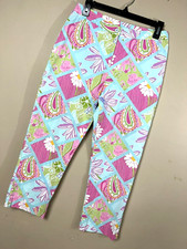 Lilly Pulitzer 6 Crop Pants Capri Paisley Floral Flat Front Blue Pink Green R3M