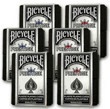 6 Boxed Decks Red  Blue Bicycle Prestige Poker Playing Cards 100 Plastic New