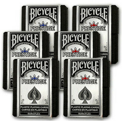 6 Boxed Decks Red & Blue Bicycle Prestige Poker Playing Cards 100% Plastic New