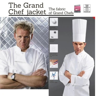 Bragard Grand Chef Jacket Mens White Pima Cotton Gordon Ramsay Long Sleeve Coat