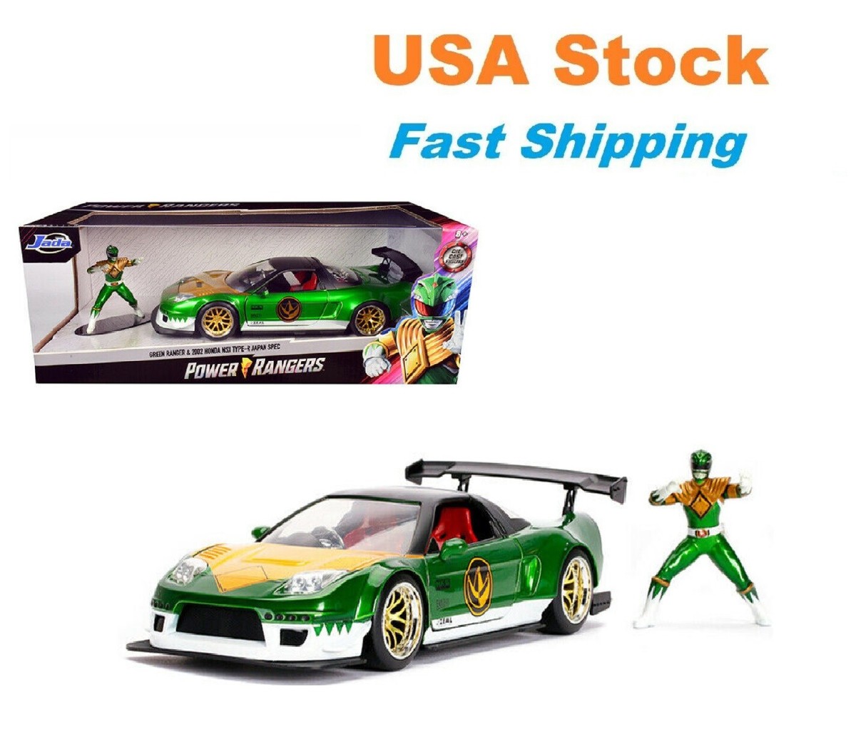 Green Power Ranger 2002 Honda NSX Type-R Japan Spec w Figure Jada