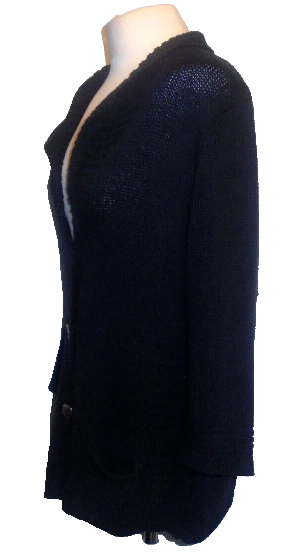 LADIES XL PER UNA MARKS AND SPENCER DARK NAVY CARDIGAN WITH POCKETS