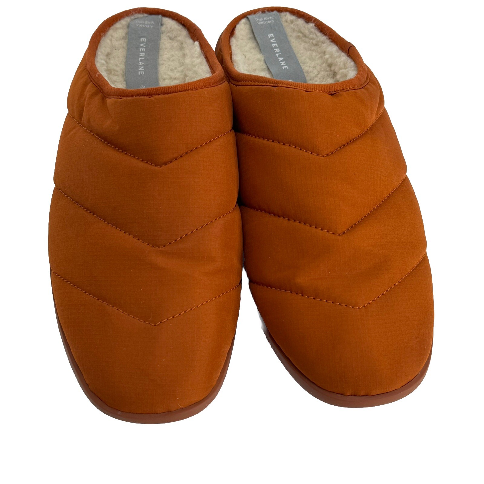 APL Pantofole trapuntate Everlane The Renew taglia 6 foderate in pile arancione bruciato