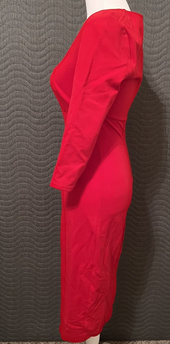 moda international red dress Vintage 90s MODA INTERNATIONAL Red Midi Dress W/keyhole Bodice & Empire  Style Scoop Neckline, Cotton and Polyester Size Medium