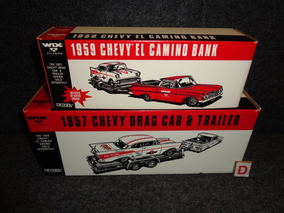 WIX 1959 CHEVROLET ELCAMINO & 1957 CHEVY DRAG CAR & TRAILER ERTL