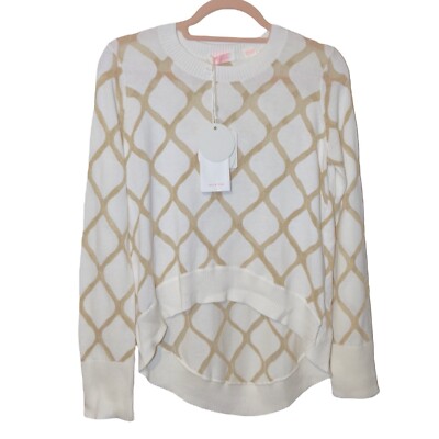 Sass & Bide Chic Glam Metallic Mesh High-Low Cropped Pullover - XXS