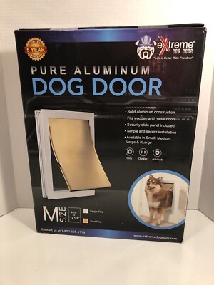 Extreme Pure Dual Flap Aluminum Dog Door Size Medium 8.7/8