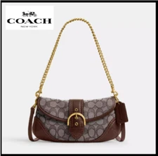 COACH CAN45 Soho Bag 25 In Signature Jacquard Oak Maple Brass Outlet NEW
