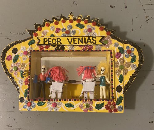 Mexikanische "Tag der Toten" Schattenbox Diorama Kosmetikerin Skelette Dose Handarbeit - Bild 8 von 8