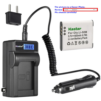 Kastar Battery LCD AC Charger for Olympus Li-50B LI-50C Traveller SH-25MR Camera