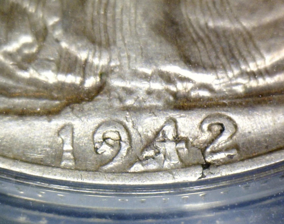 1942 ERROR ANACS EF45 LAMINATION Walking Liberty SILVER Half Dollar XF Coin NR - Image 2 of 4