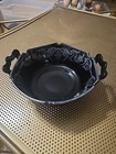 Vtg Evangeline National Black Glass Silver Overlay Deposit Bowl L.E. Smith JJ#85 — photo 2