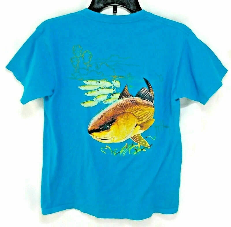Camiseta Gráfica Guy Harvey Redfish Para Hombre Talla Pequeña Manga Corta Cuello Redondo Azul  Foto 2 de 4