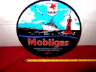 VINTAGE MOBIL MOBILGAS MARINE PRODUCTS 12" METAL SOCONY VACUUM GASOLINE OIL SIGN