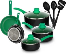 Pots and Pans Set, Aluminum Nonstick Cookware Set, Fry Pans, Casserole with Lid