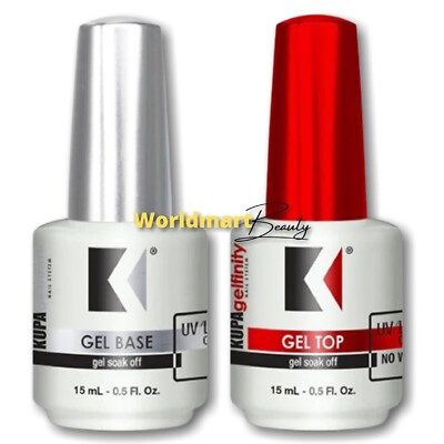 KUPA Gelfinity Gel Nail Polish Soak Off 0.5oz Gel Base & Top Coat No Cleanse