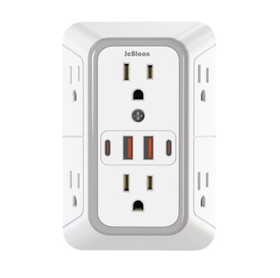 US Multi Socket Wall Socket with 6 AC Outlets 4 USB Port(2 Type C), Universal...