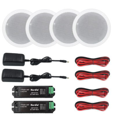 Herdio 4x 5.25'' Ceiling Speakers 600W Bluetooth Flush Mount Home 