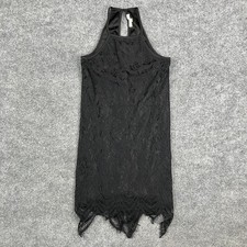 Love Fire Dress Womens M Black Lace Halter Asymmetrical Hem Mini Party Cocktail
