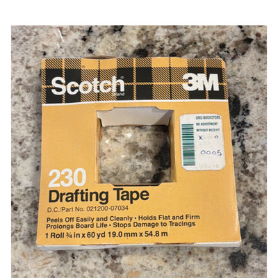 Scotch 3M 230 Drafting Tape 3/4 in x 60 yd (19.0 mm x 54.8 m) MPN 021200-07034