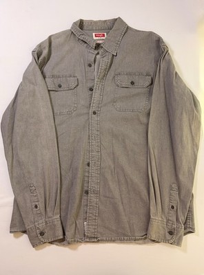 Wrangler Flex For Comfort Button-Up Shirt Men's XL Grey EUC Long Sleeves 130273