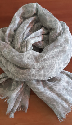 HEMISPHERE Tuch Schal Leinen/Wolle graugrün Paisley  ca. 70 x 220 cm