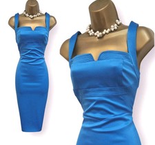 Karen Millen Blue Silky Strappy Pencil Wiggle Occasion Dress UK 10