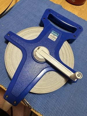 ToolTech Rahmenmaßband 50 m metrisch blau/weiß mit Kurbel & Tragegriff 003165