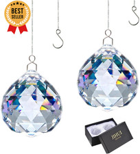 2 Pack Crystal Prism Ball Suncatcher Rainbow Maker Window Hanging Decor 40mm