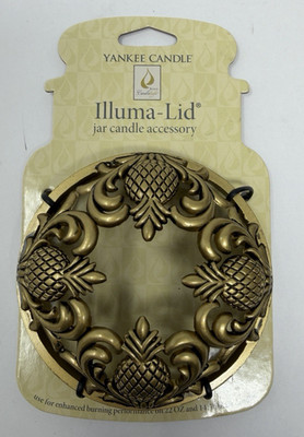 Yankee Candle Illuma-Lid Jar Candle Topper Welcome Pineapple Brass Tone   NEW