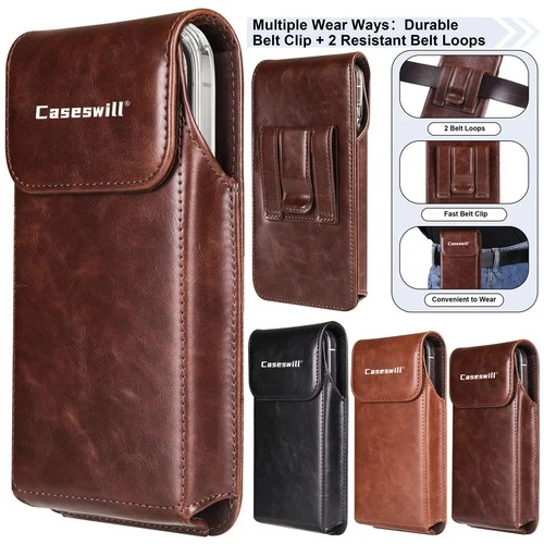 For iPhone Air 17 17e 16 15 14 13 12 11 Pro Max Case Leather Pouch Belt Holster