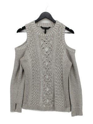 BCBGMAXAZRIA Damen Pullover S silber Polyester mit Acryl, Wollpullover