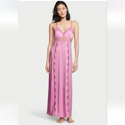 UNDERCOVER Camicia da notte Victoria’s Secret rosa raso pizzo slip dress piccola maxi lingerie ?
