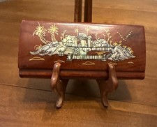 Hand Crafted Wooden Eye Sun Glasses Case with Pearl Inlay