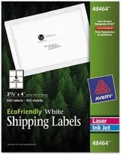 EcoFriendly Shipping Labels 3-1/3x4in labels White 6-up 100-sheets 600/BX - 1EA