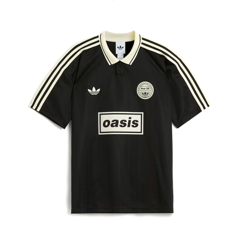 adidas x Oasis Tour Jacquard Jersey Logo Top Black Originals Retro Polo Men Size - 第 4/6 張圖片