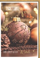 Weihnachten Christbaumkugel Braun Frohes Fest GlüCkwunschkarte Mit Umschlag
