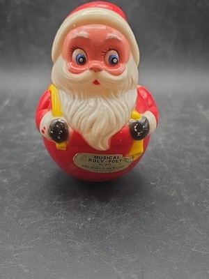 Vintage Kiddie Products Roly Poly Christmas Santa Claus Musical Toy 673