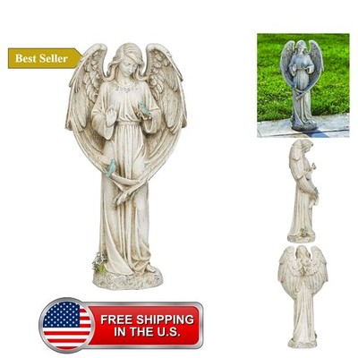 by Roman - Angel with Two Birds Statue, 20'' H, Garden Collection, Resin and S...
