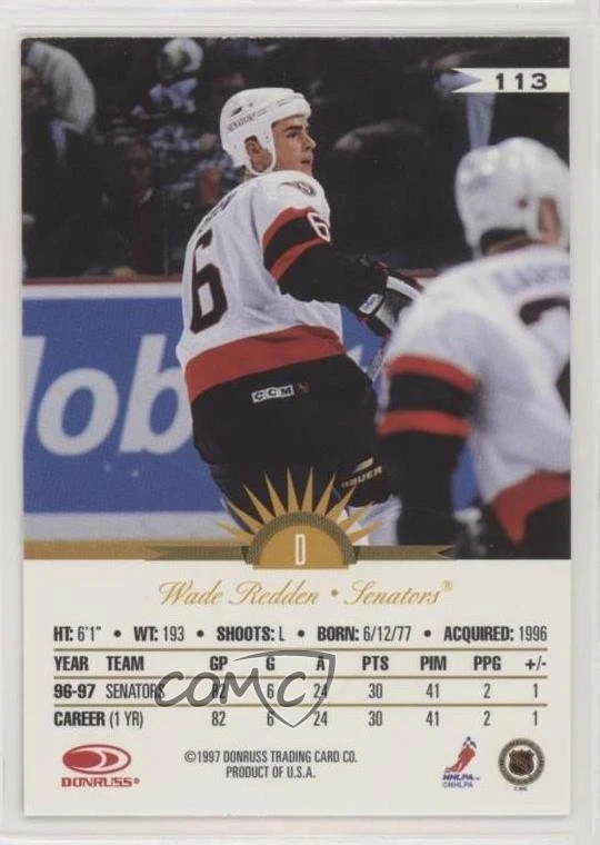 1997-98 Leaf International Stars Wade Redden #113 - Image 2 of 2
