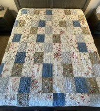 Handmade Vintage Patchwork Cotton Quilt Queen Cottagecore Floral Large 84 X 93