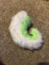 White and Green Furry / Cost Play / Costume Tail With Straps